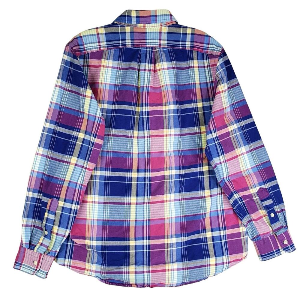 Polo Ralph Lauren Oxford Shirt Mens Medium M LS Button Down Blue Red Plaid - Picture 3 of 10